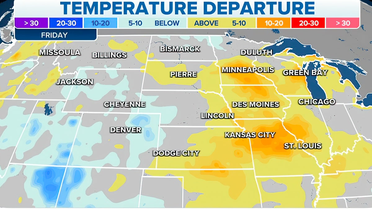 Fox Weather map showing temperatures across U.S.