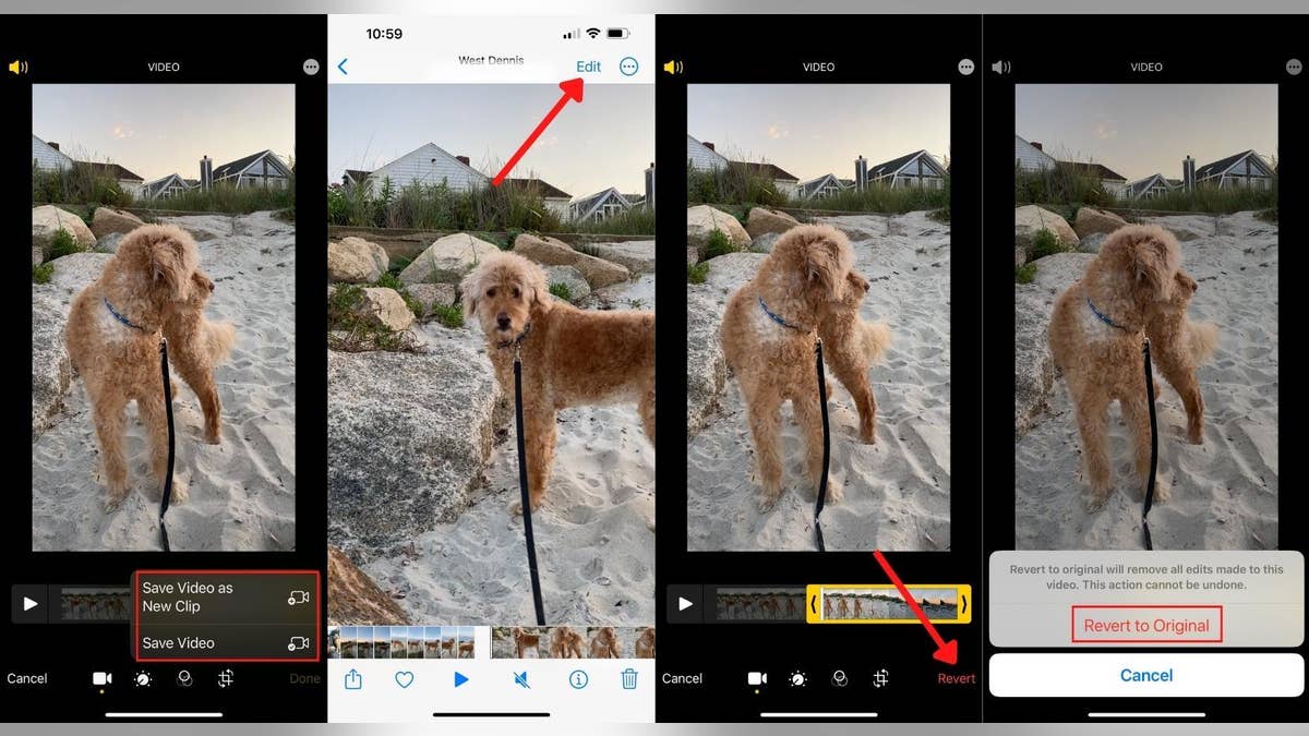 iPhone video editing revert to original