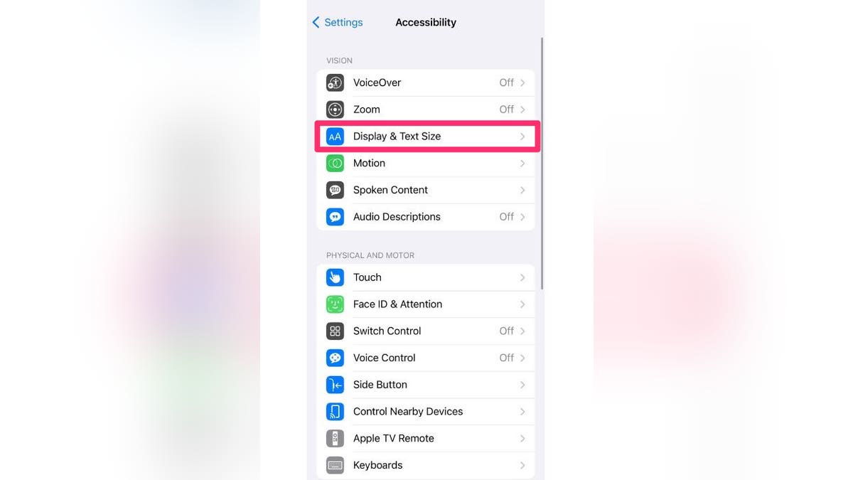 Screenshot instructions on how to change text size on an iPhone.