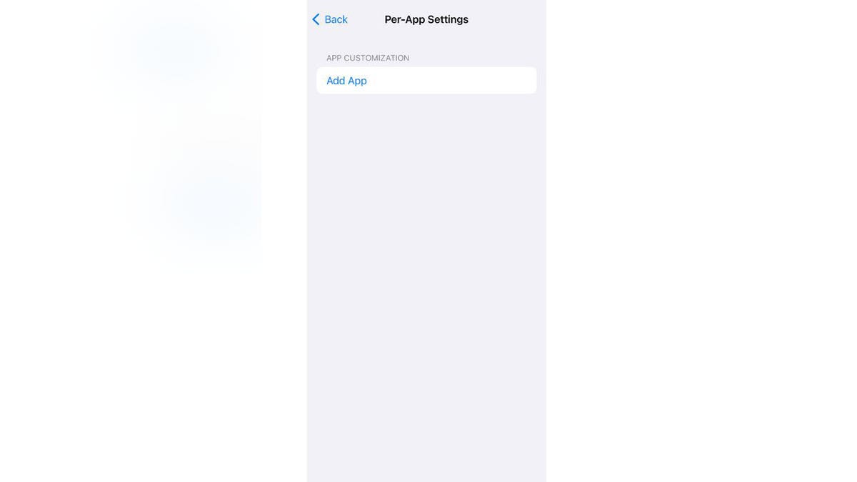 Screenshot of the "Per-App" screen.