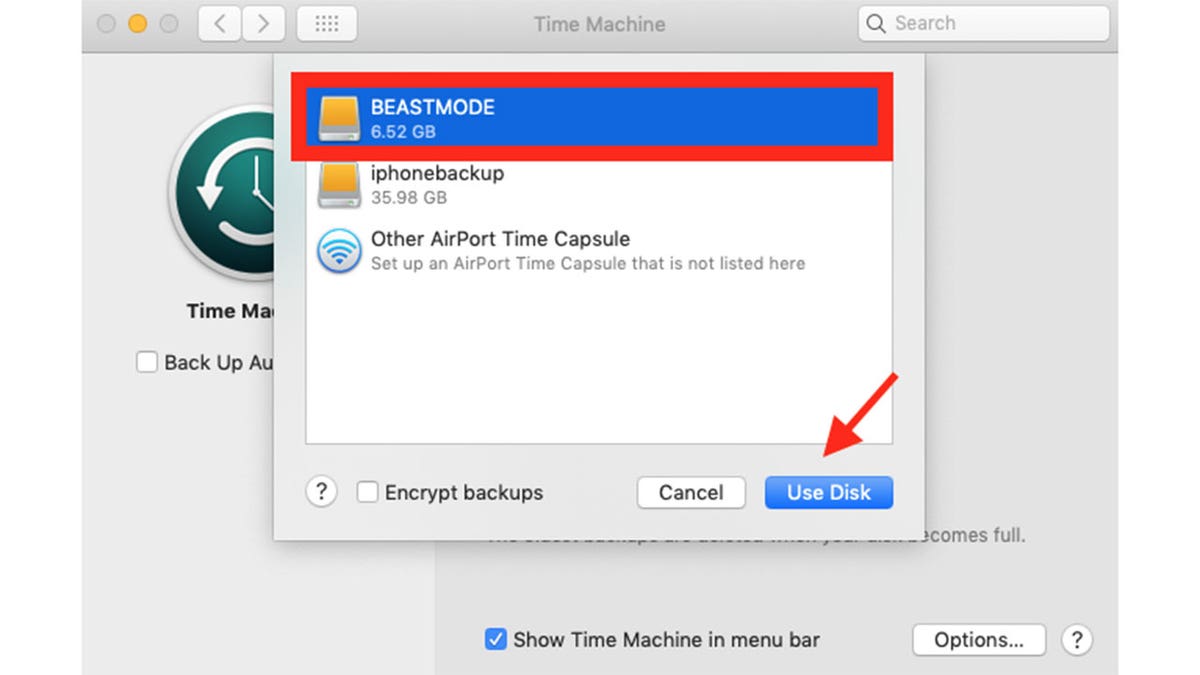 Screenshot instructions of selecting which disk to use.