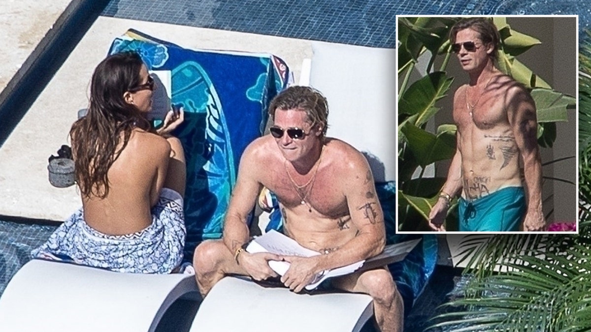 Brad Pitt and Ines de Ramon tan topless in Cabo San Lucas