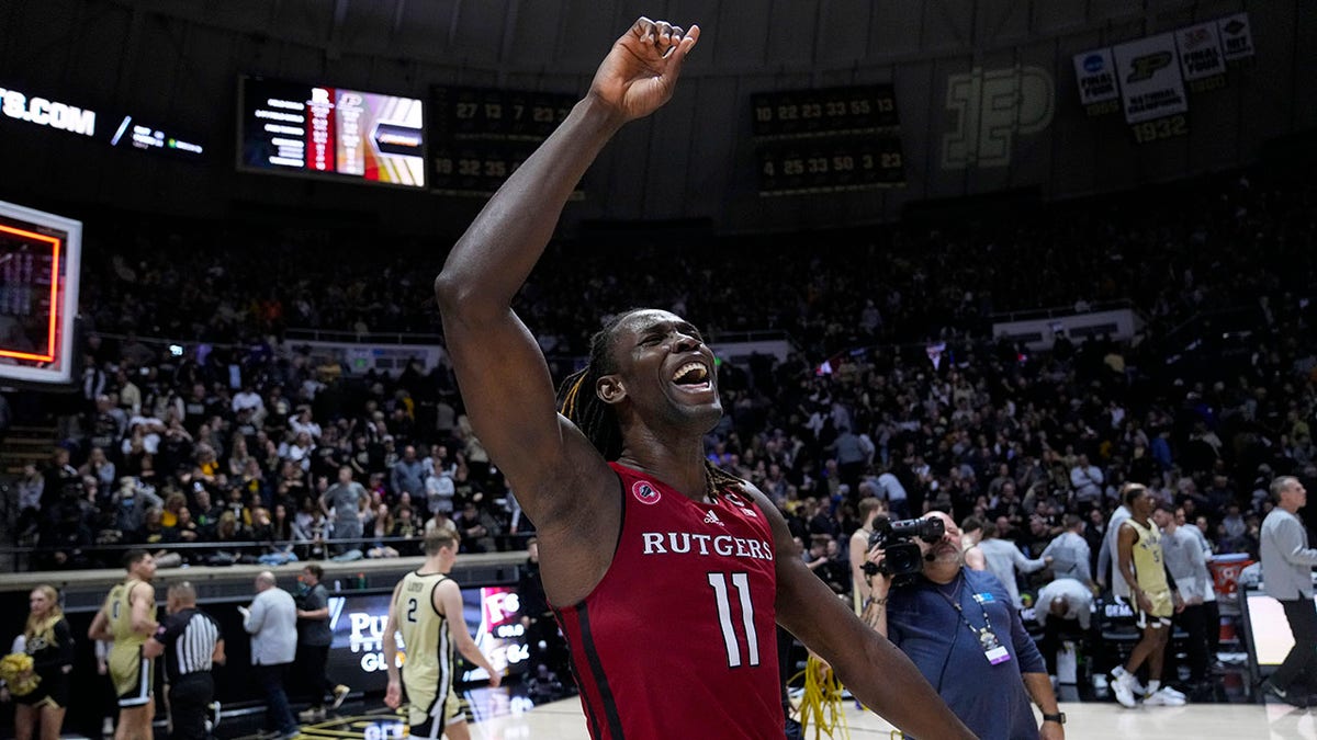 Rutgers center Clifford Omoruyi after beating Purdue
