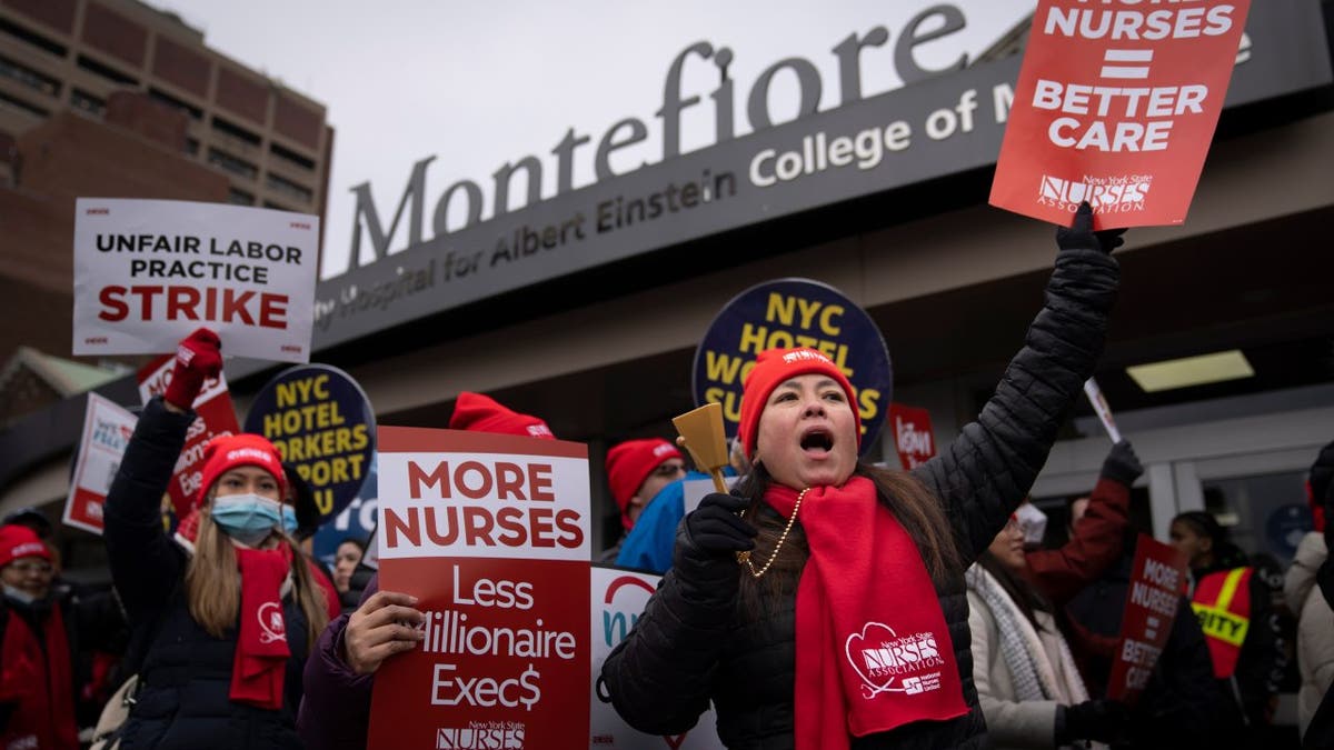 Protestors outside of Montefiore Medical Center in NYC