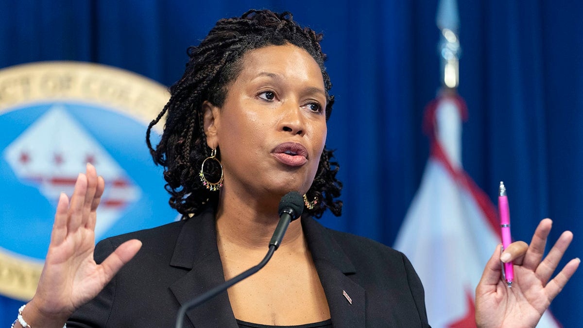 Muriel Bowser speaking at a news conference