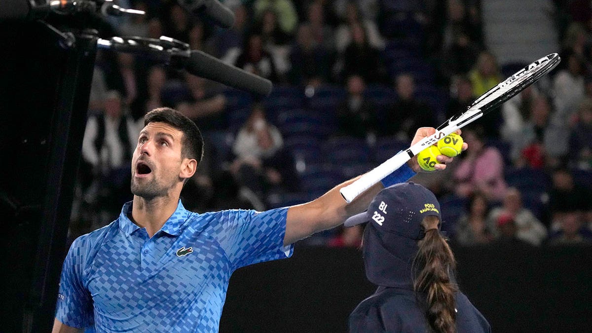 Novak Djokovic argues with chair umpire