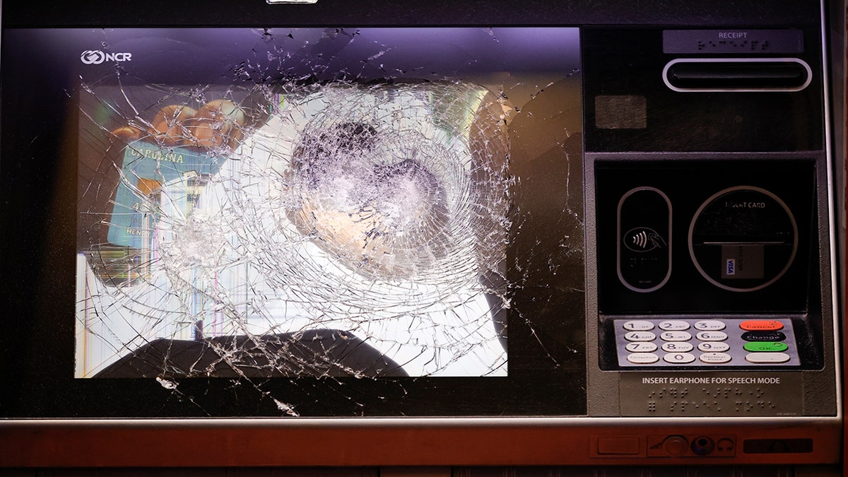 A smashed ATM