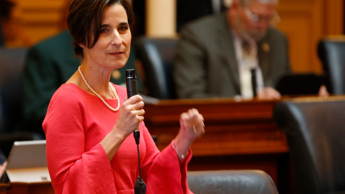 Virginia state Sen.-elect Jennifer Boysko delivers an address in Richmond, Virginia, on Jan. 11, 2019. A Democrat-led Virginia Senate panel approved a range of gun control bills which were then rejected by the state's GOP-controlled House.