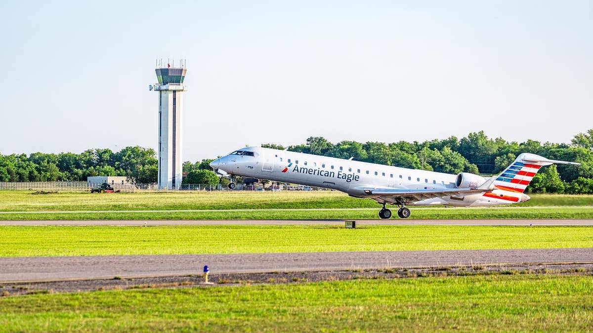 American Airlines plane takes off