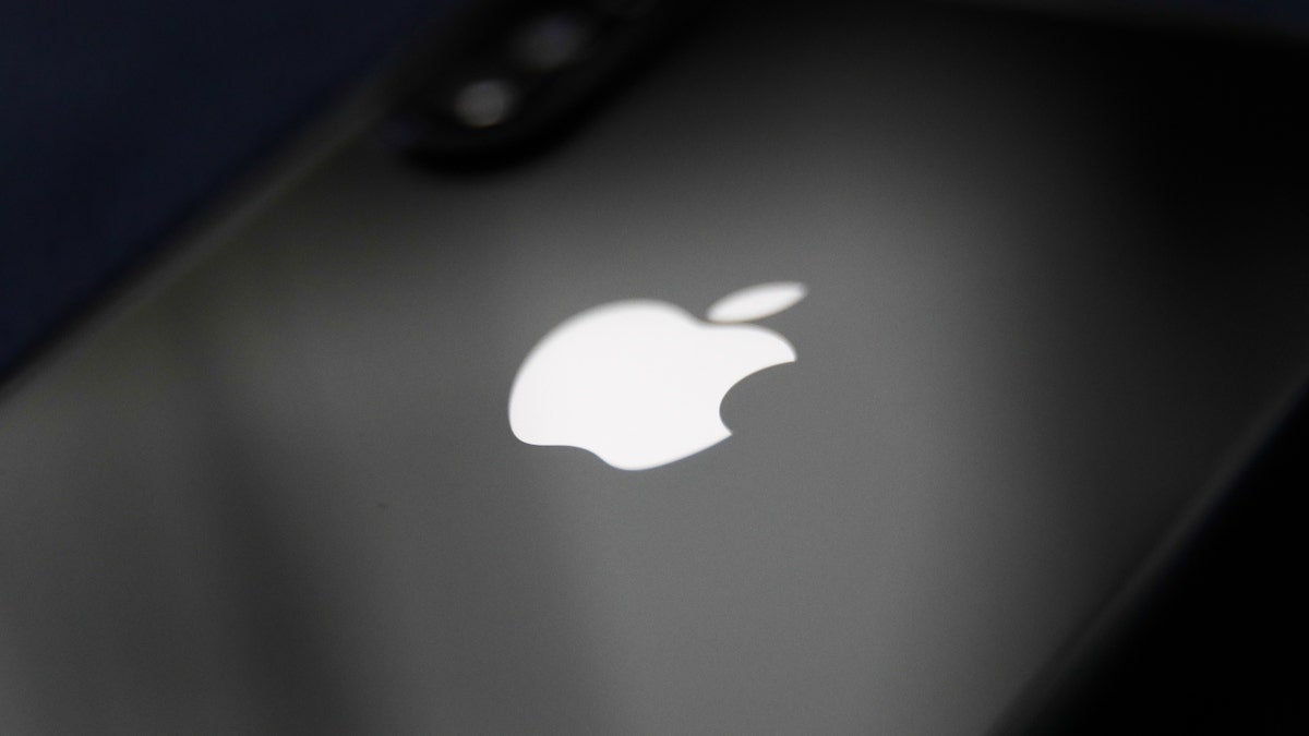 The Apple logo on a phone