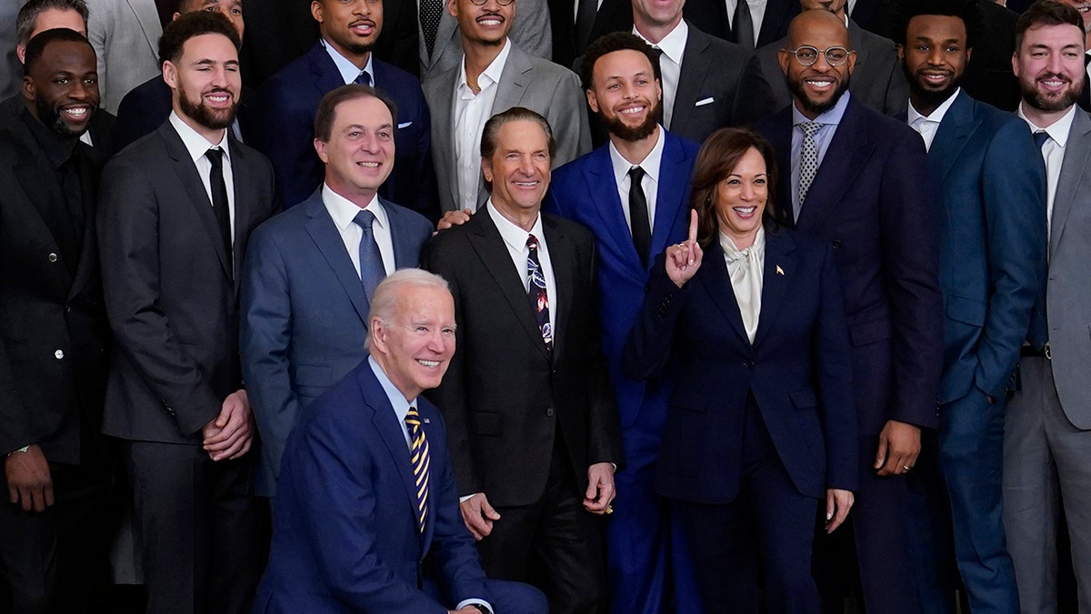 Biden and Harris with the Warriors