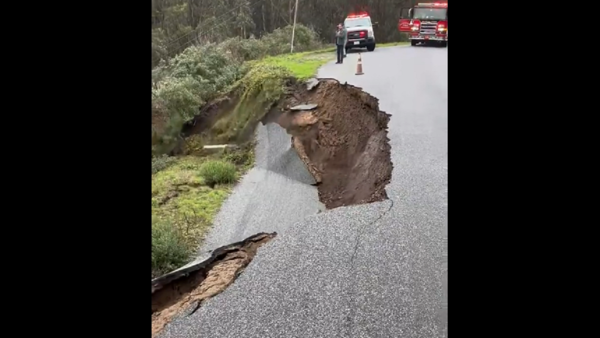 Pescadero, California road collapses
