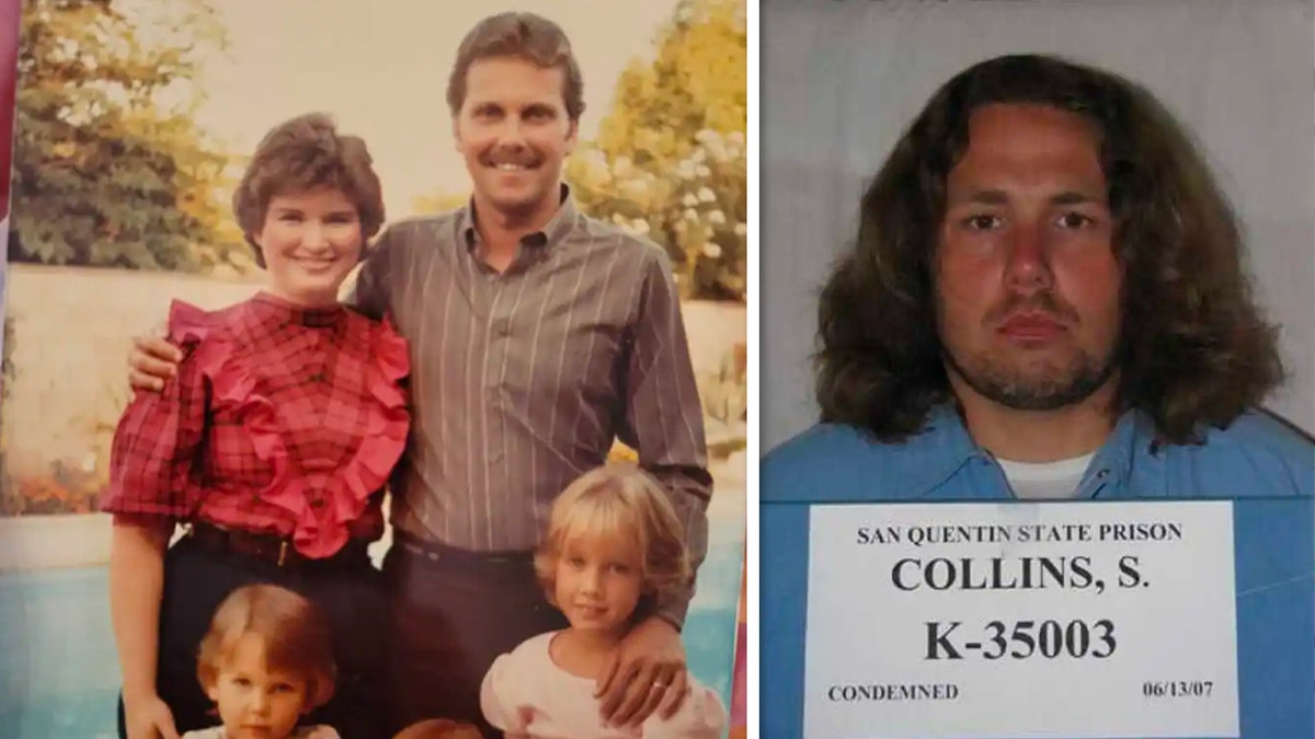 Victim Fred Rose poses with family in old photo, Suspect Collins on death row mugshot