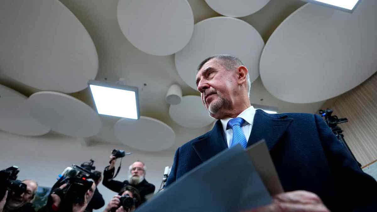 Andrej Babis arrives at a polling station