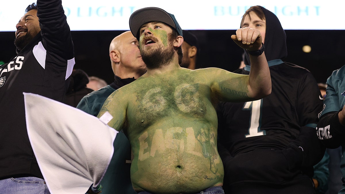 An Eagles fan at the Linc