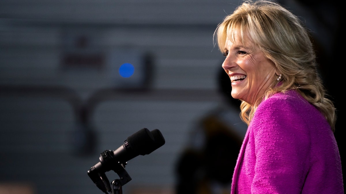 First Lady Jill Biden speaks at a campaign rally