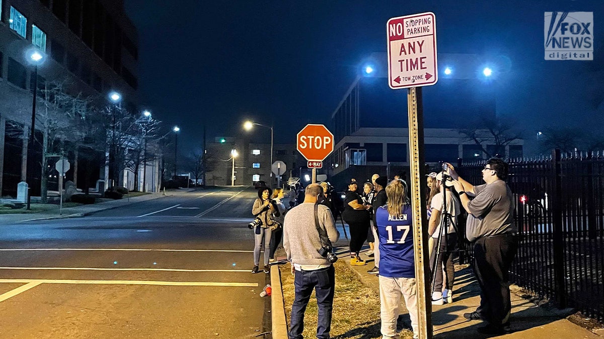 Fans holding a vigil for Damar Hamlin outside hospital