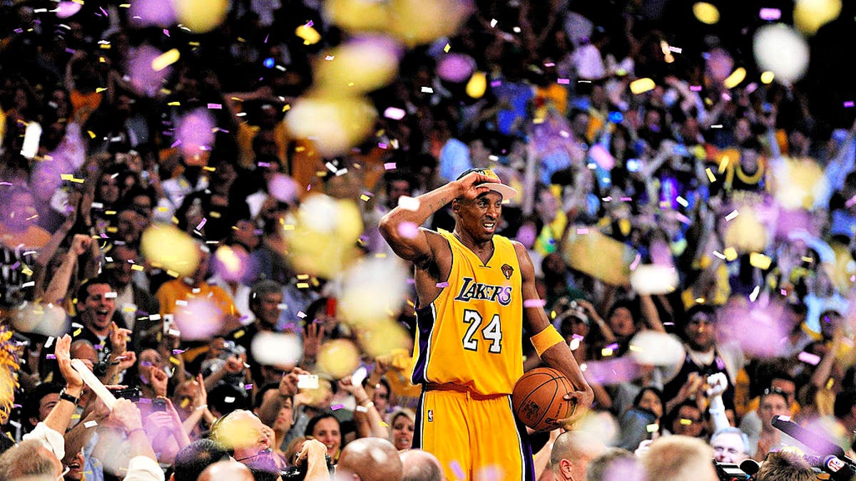 Kobe Bryant celebrates after winning an NBA championship