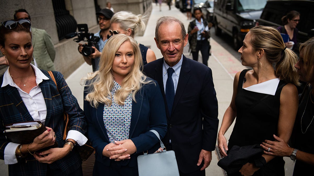 Virginia Giuffre arrives at court with other Jeffrey Epstein accusers