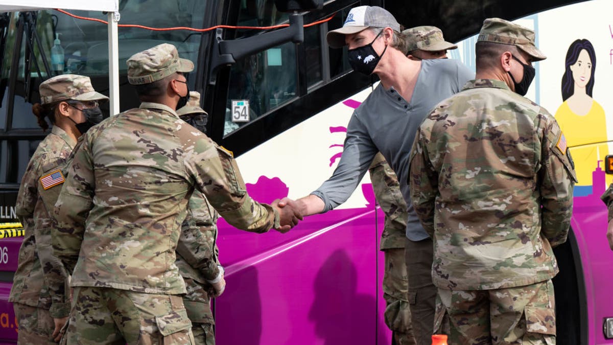 California National guard members meet with Gov. Newsom