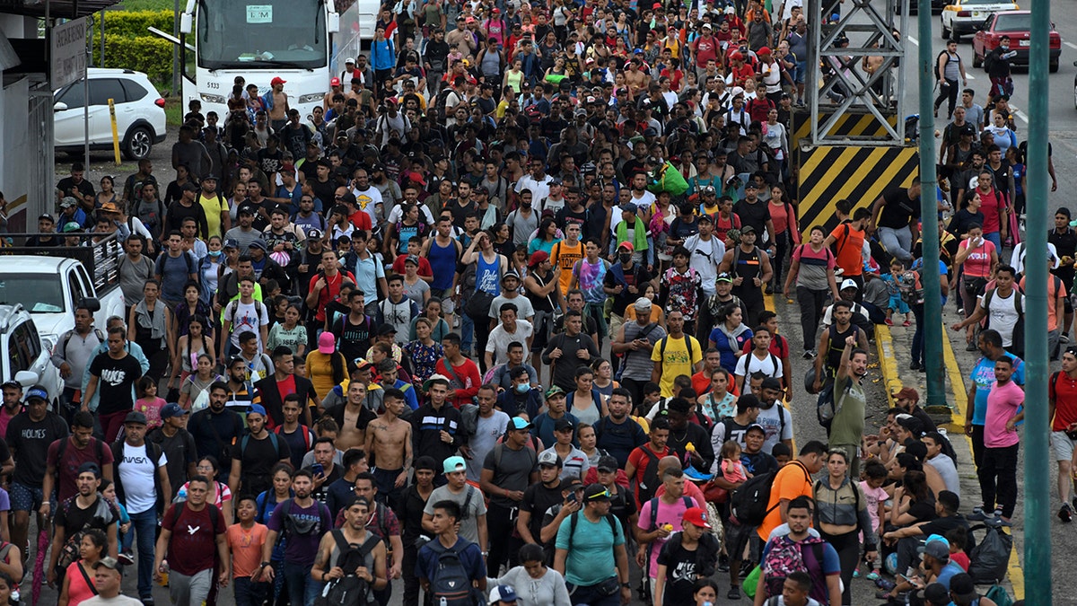 A photo of migrants