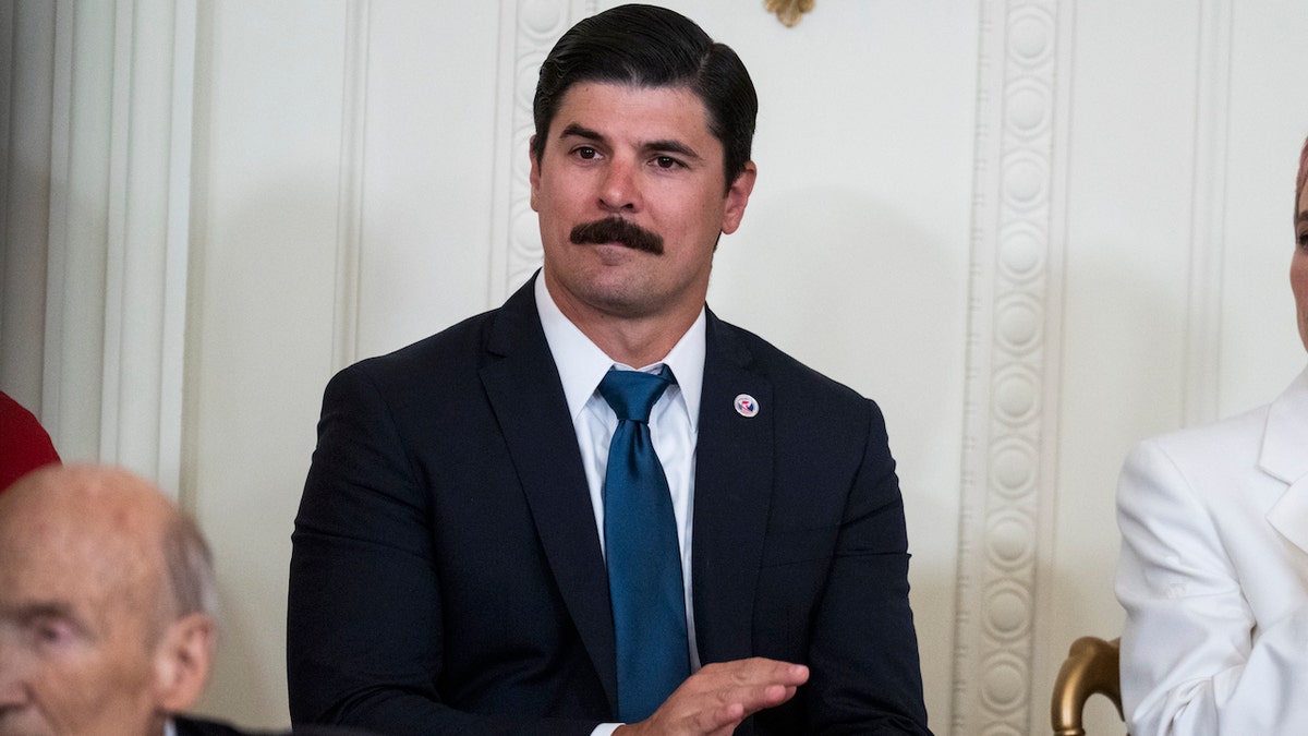 Richard Trumka Jr. is photographed during a White House ceremonial  wherever  President Biden presented statesmanlike  medals of state  connected  July 7.