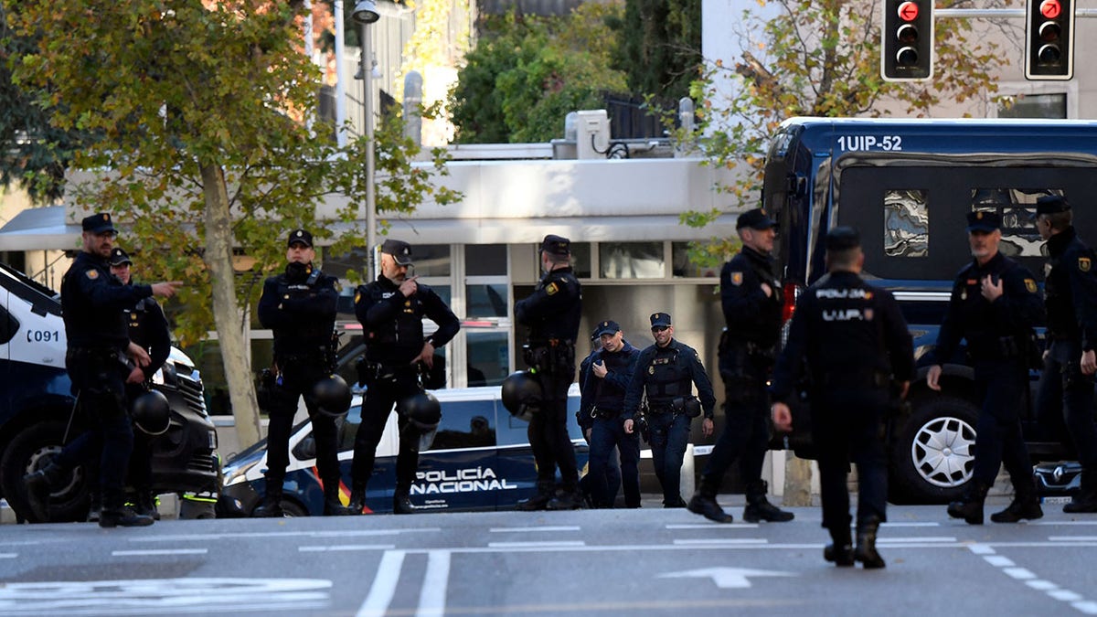 Embassy in Madrid with police