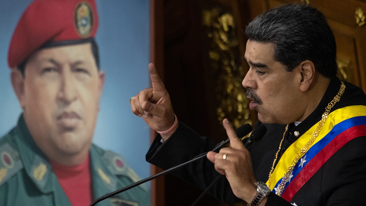 President Maduro speaking from a lecturn