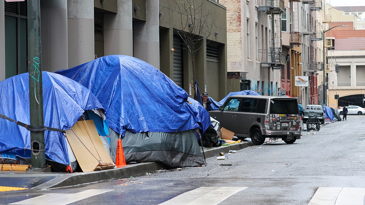 Tents on the sidewalk