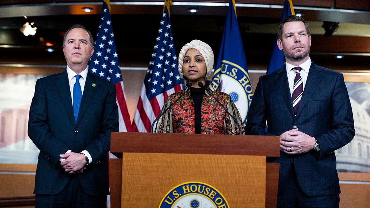 Adam Schiff, Ilhan Omar, Eric Swalwell at the Capitol