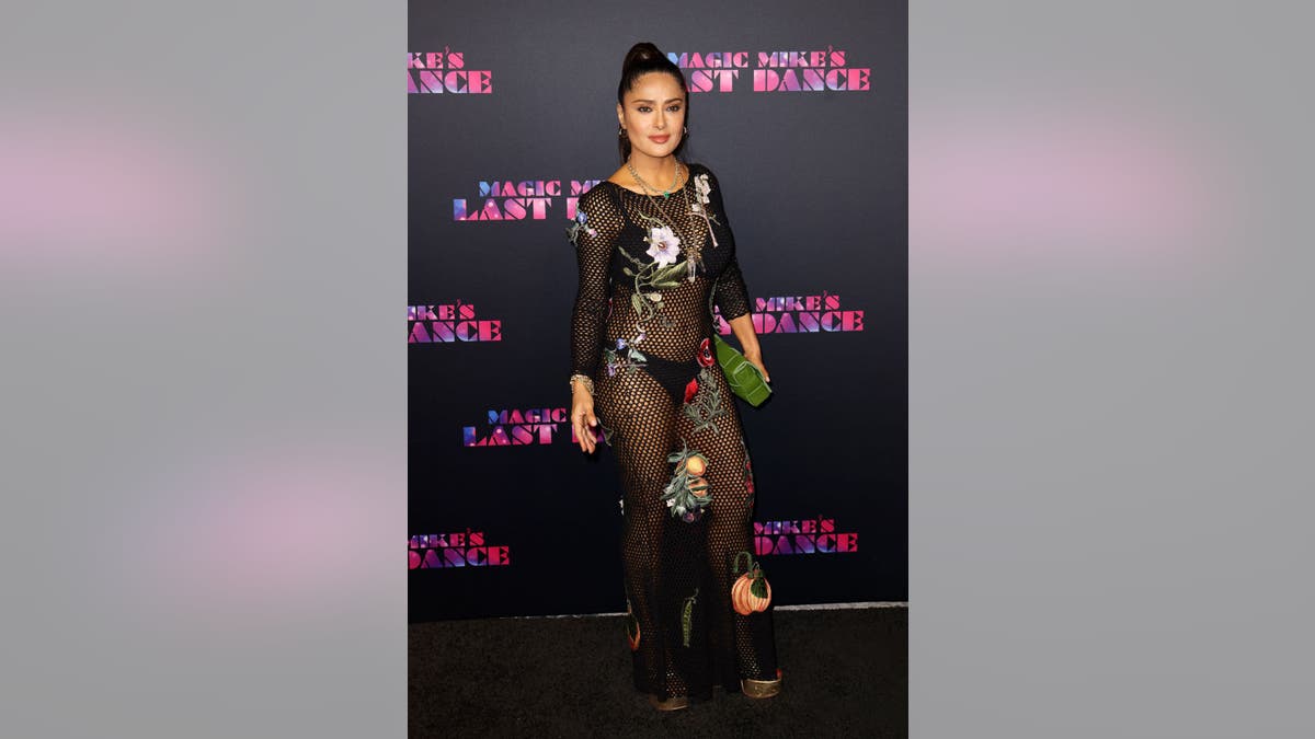 Salma Hayek strikes a pose at the premiere of "Magic Mike's Last Dance"