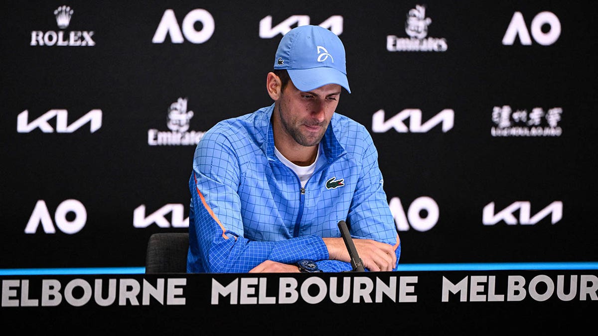 Novak Djokovic gives a press conference