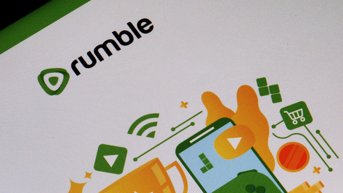 In this photo illustration, the logo of the social media Rumble is displayed on the screen of a tablet on January 12, 2021 in Paris, France.  (Photo illustration by Chesnot/Getty Images)