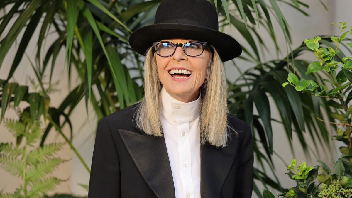 Diane Keaton smiles at the Ralph Lauren SS23 Runway Show