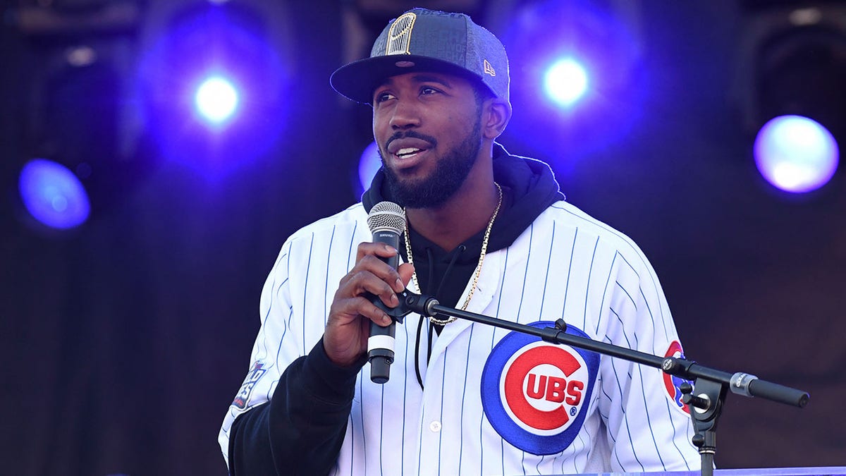 Dexter Fowler during the Cubs World Series rally