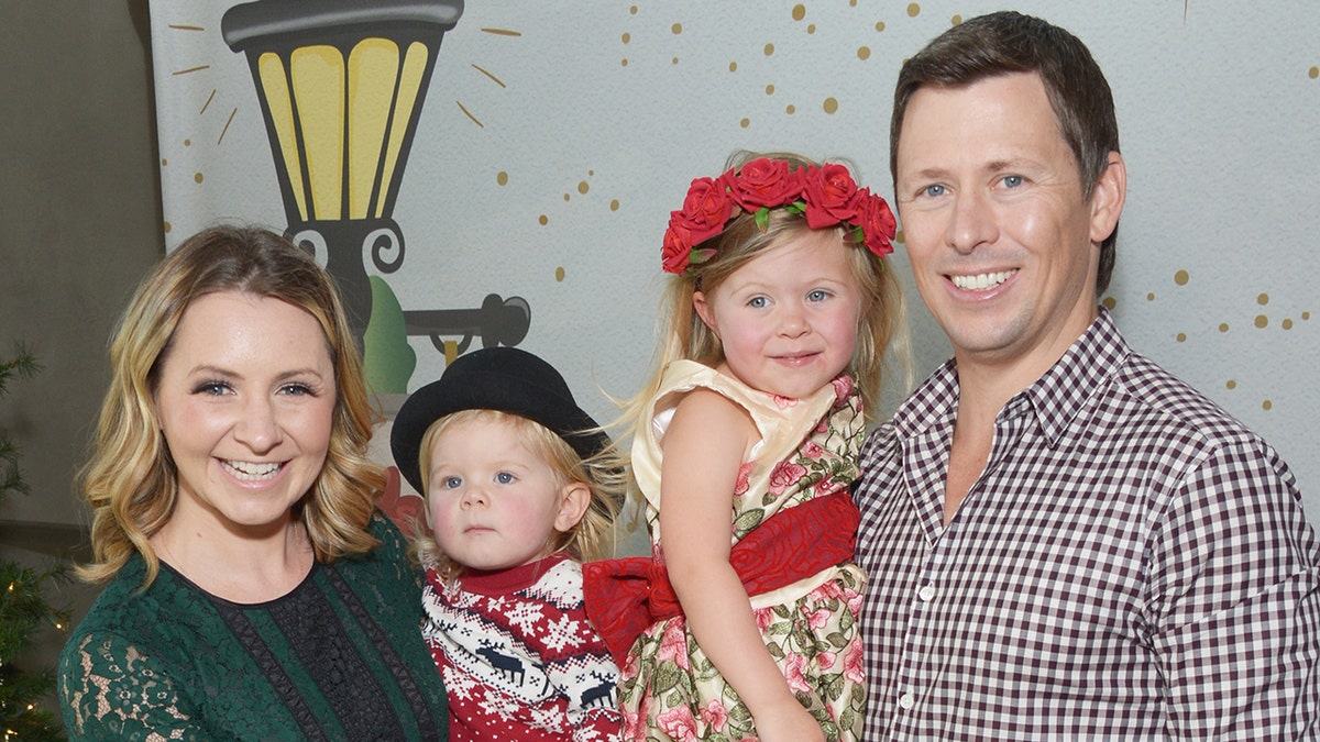 Beverley Mitchell with her family at Santa's Secret Workshop