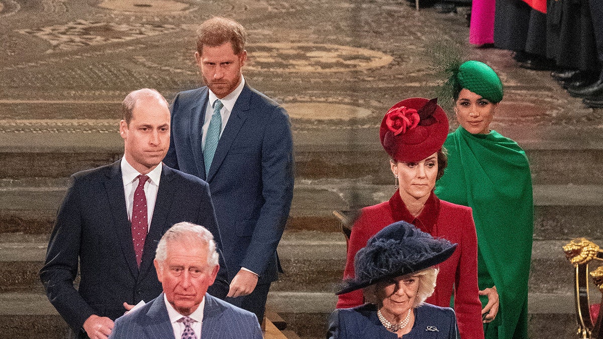 The British royal family looking serious