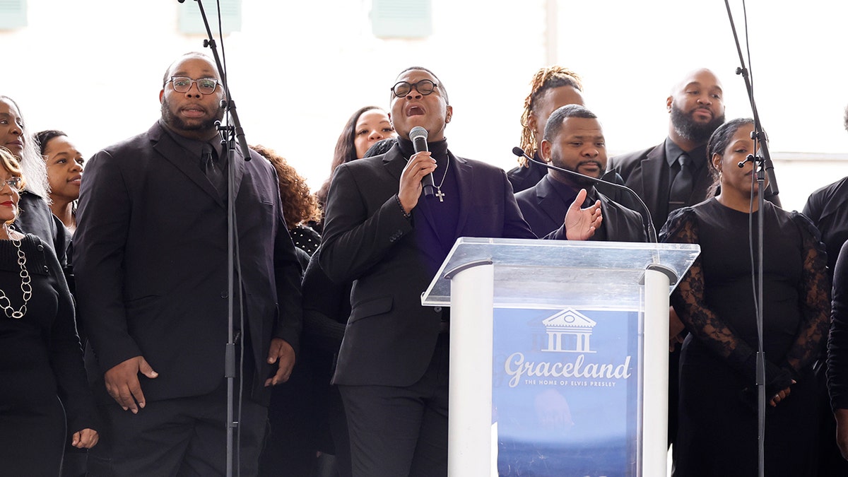 Church choir performing at Lisa Marie Presley's funeral