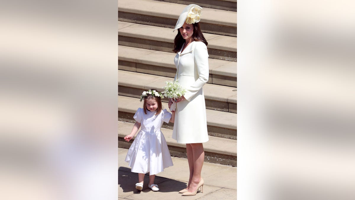 Kate Middleton with Princess Charlotte on Meghan Markle's wedding day
