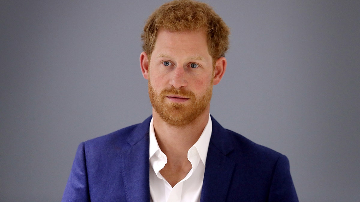 Prince Harry looking somber