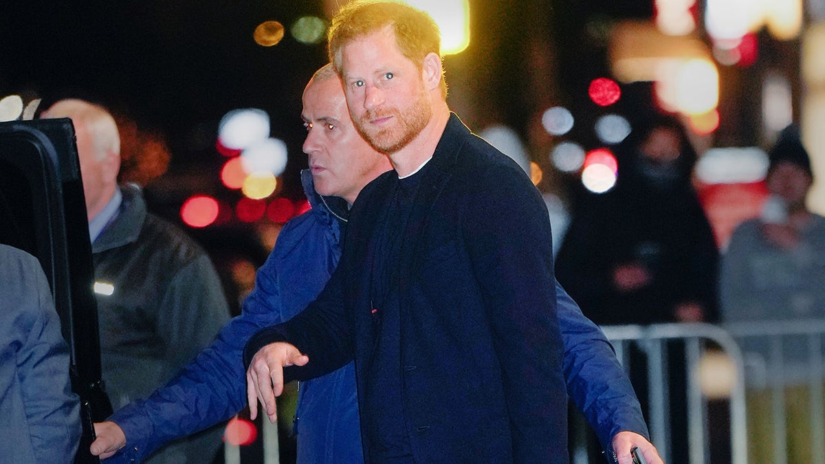 Prince Harry leaving the late show