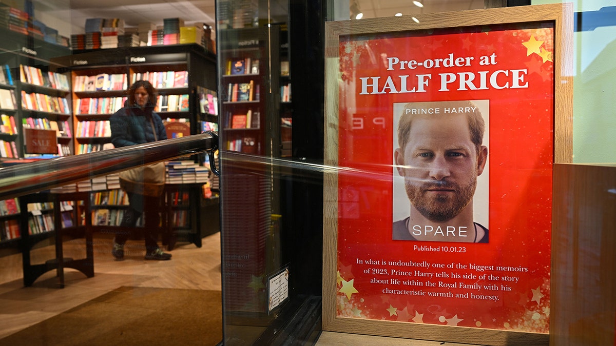 A poster advertising the launch of Prince Harry's memoir "Spare"