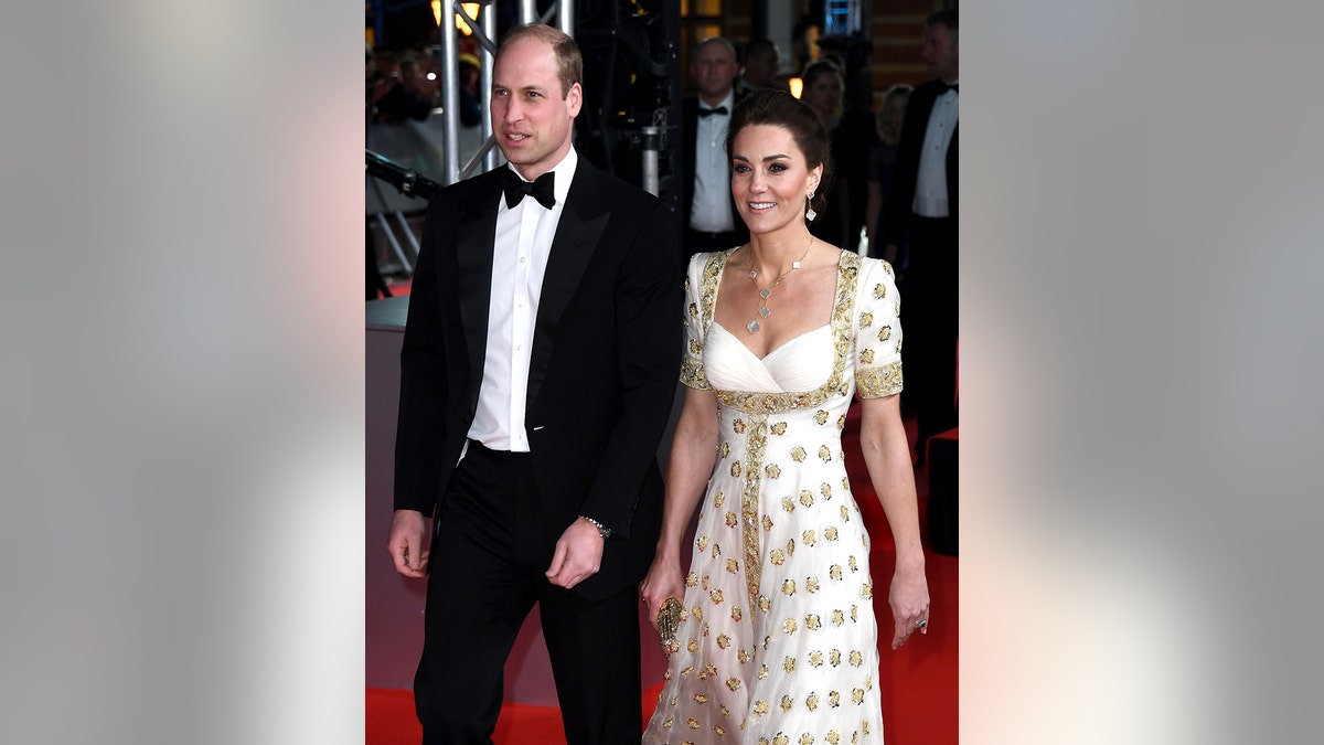Prince William and Kate Middleton looking glamorous at the bafta awards