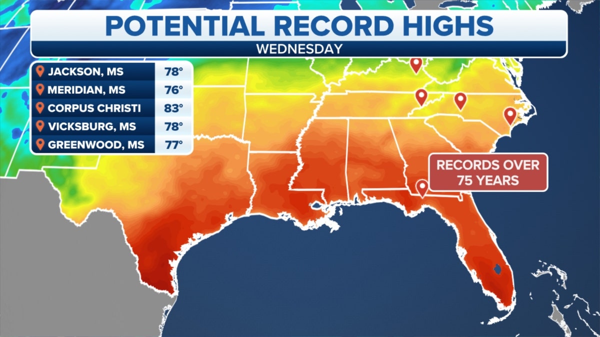Potential record high temperatures