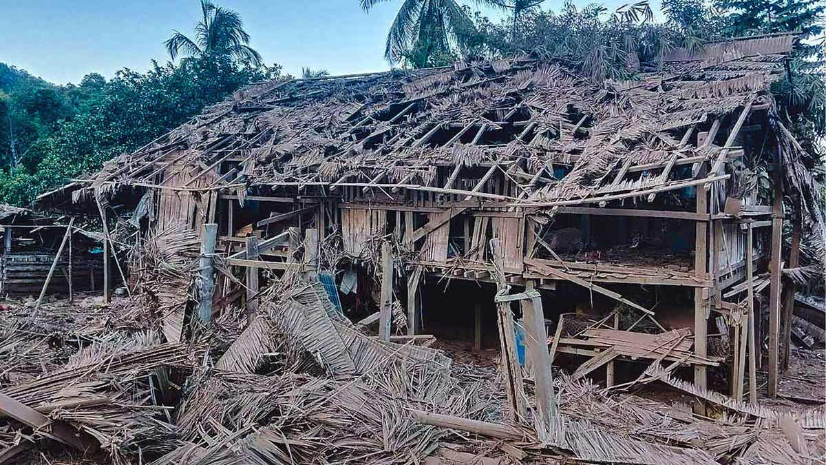 Destroyed home in Myanmar