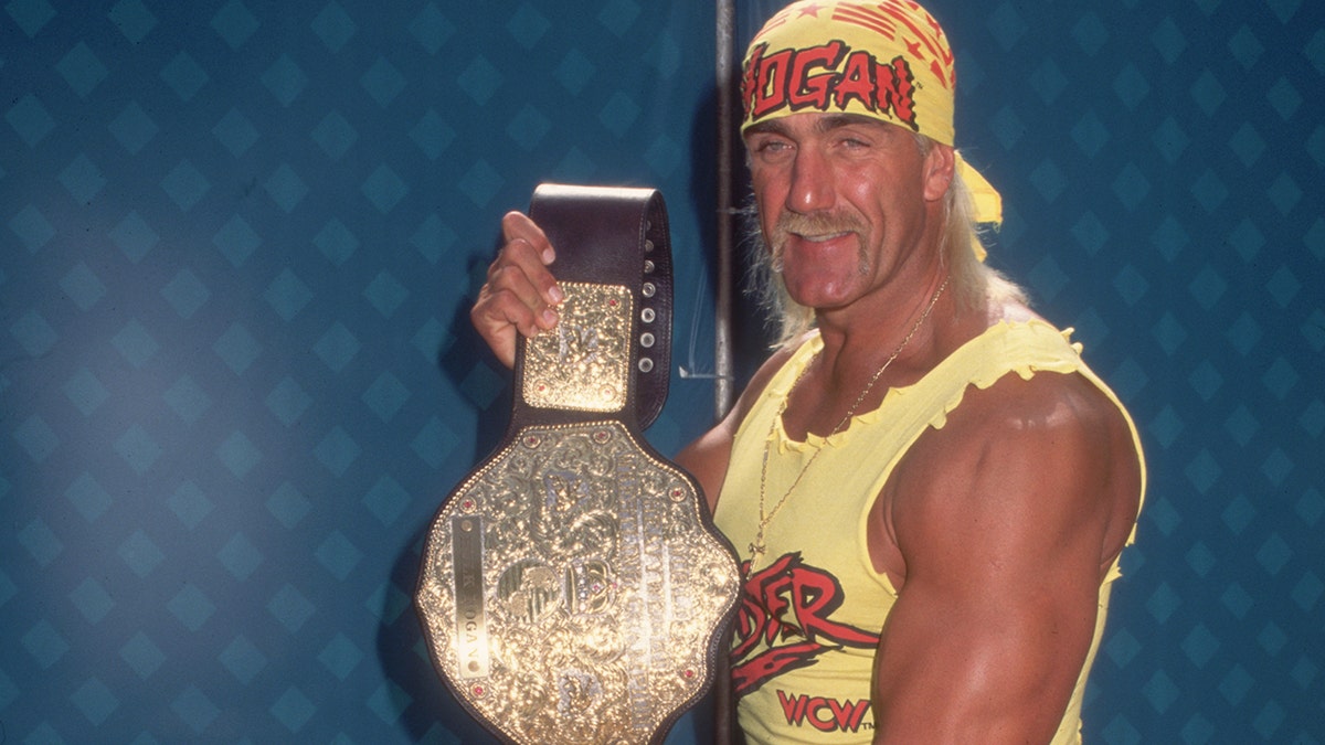 Hulk Hogan with the title belt