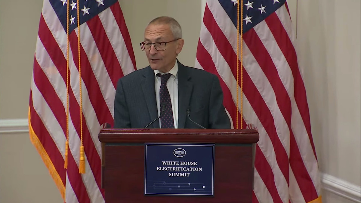 White House climate czar John Podesta speaks during the electrification summit on Dec. 14.