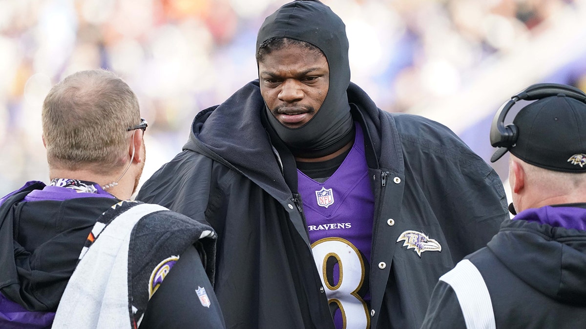 Lamar Jackson on the sideline