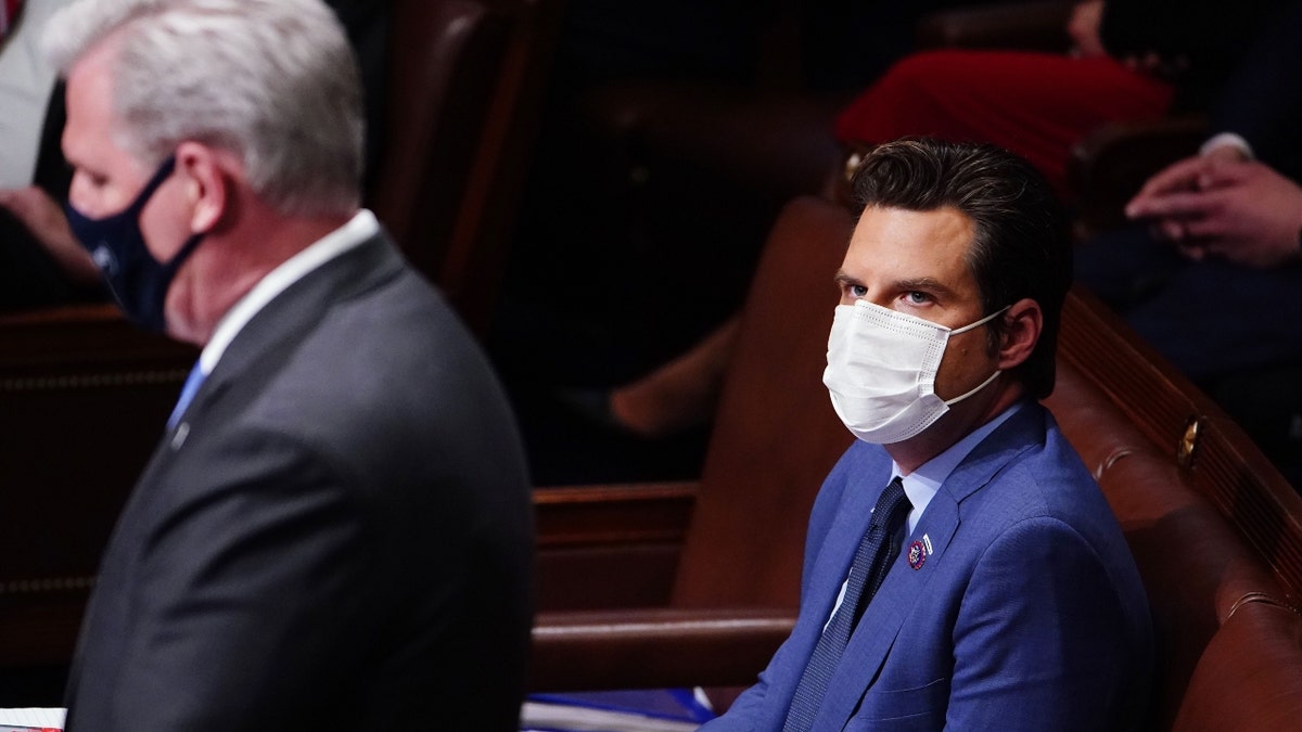 Republican Representative Matt Gaetz and House Minority leader Kevin McCarthy