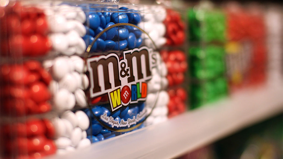 Red, white, green and blue M&M's